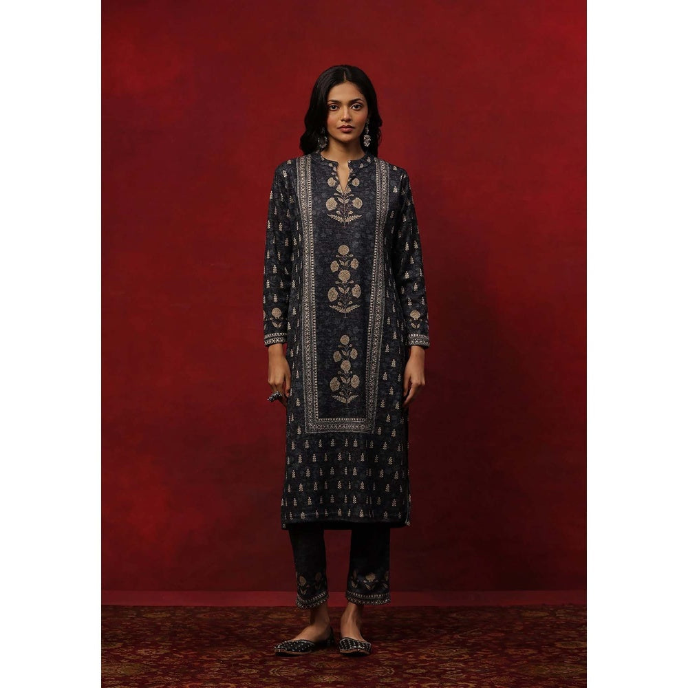 House of Chikankari Grey Woollen Printed Women's Kurta With Pant And Dupatta