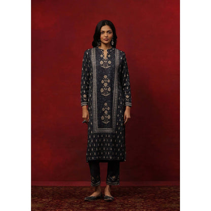 House of Chikankari Grey Woollen Printed Women's Kurta With Pant And Dupatta