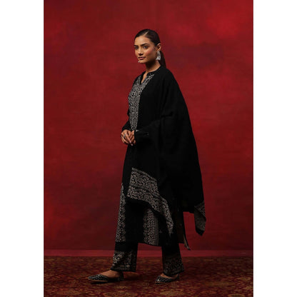 House of Chikankari Black Woollen Embellished Women's Kurta With Pant And Dupatta