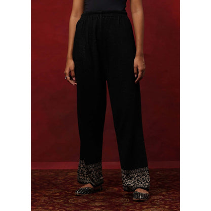 House of Chikankari Black Woollen Embellished Women's Kurta With Pant And Dupatta