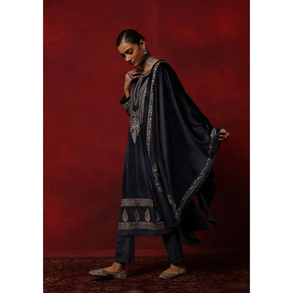 House of Chikankari Navy Blue Embroidered Women's Kurta With Pant And Dupatta