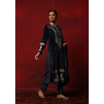 House of Chikankari Navy Blue Embroidered Women's Kurta With Pant And Dupatta