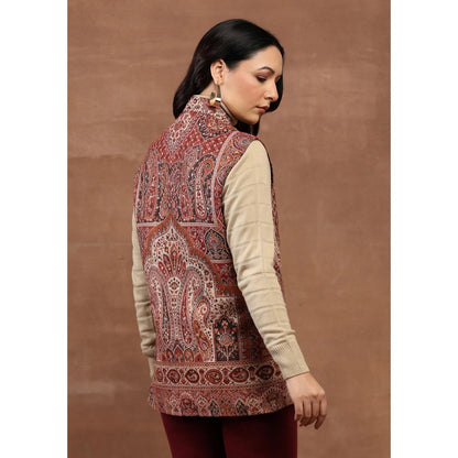 House of Chikankari Kani Weave Women's Jacket-Red