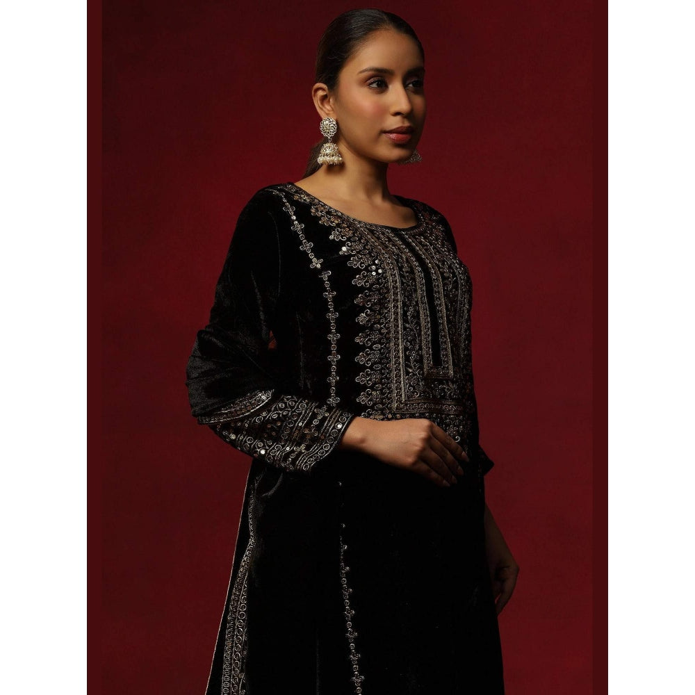 House of Chikankari Black Solid Women's Kurta with Leggings and Dupatta