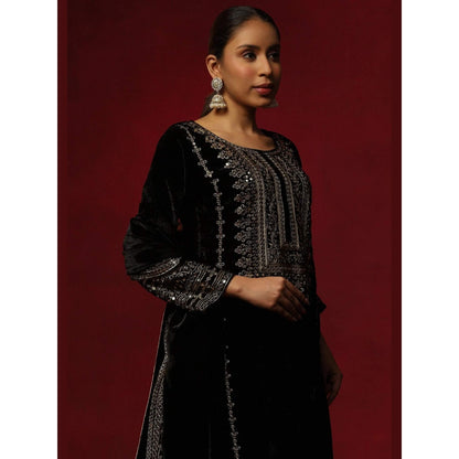 House of Chikankari Black Solid Women's Kurta with Leggings and Dupatta