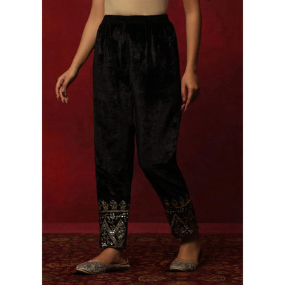 House of Chikankari Black Solid Women's Kurta with Leggings and Dupatta