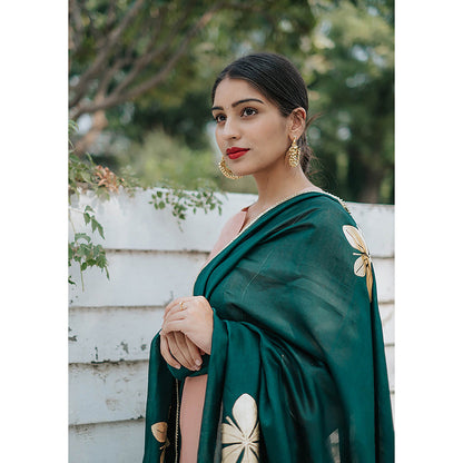 House of Pink Chanderi Floral & Gota Kurta Pant & Dupatta (Set of 3)