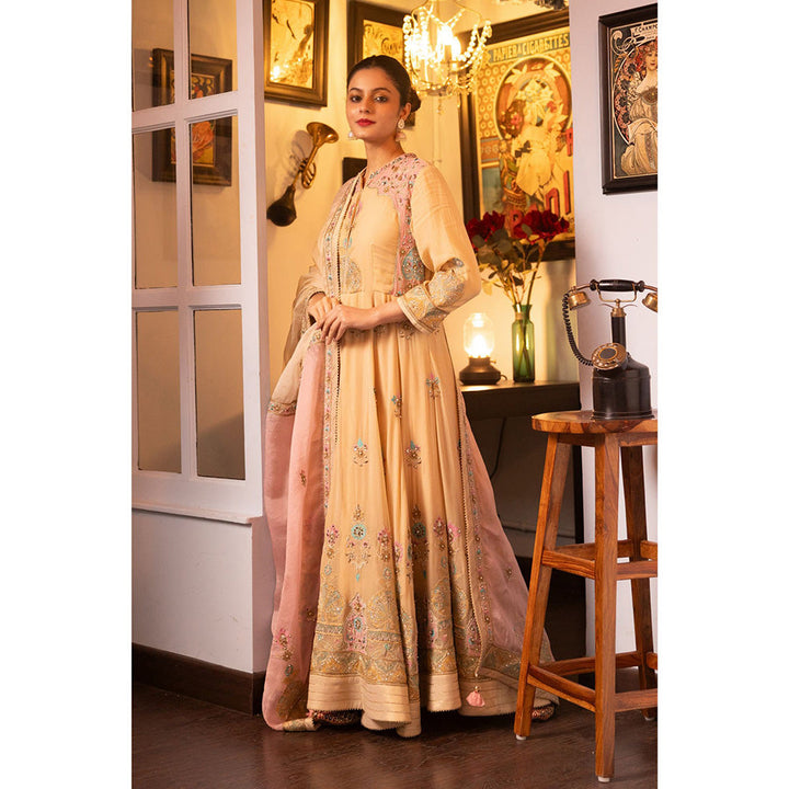 House of Supriya Embroidered Silk Georgette Anarkali Kurta with Pant & Dupatta (Set of 3)