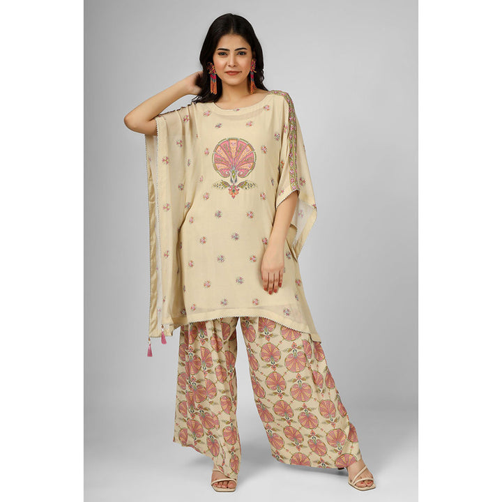 House of Supriya Printed Silk Georgette Cream Co-Ord (Set of 2)