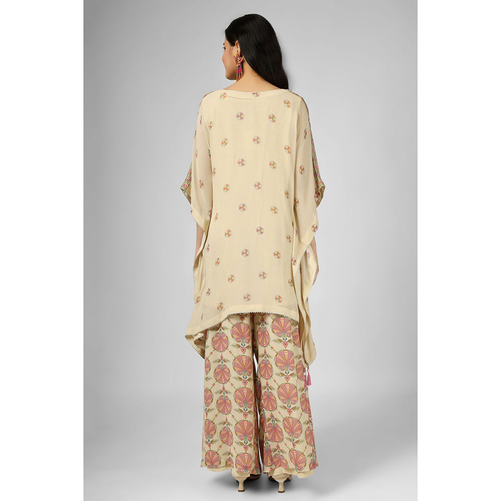 House of Supriya Printed Silk Georgette Cream Co-Ord (Set of 2)