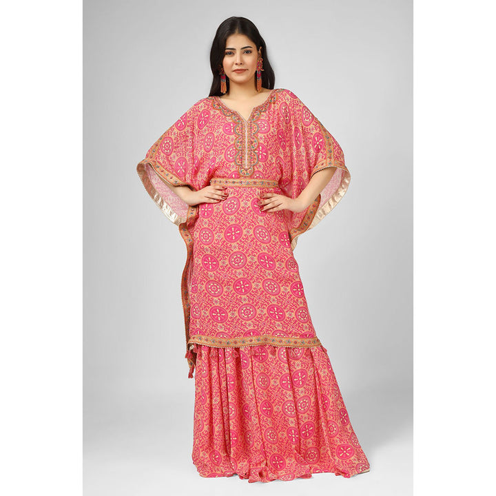 House of Supriya Printed Silk Georgette Red Co-Ord (Set of 2)