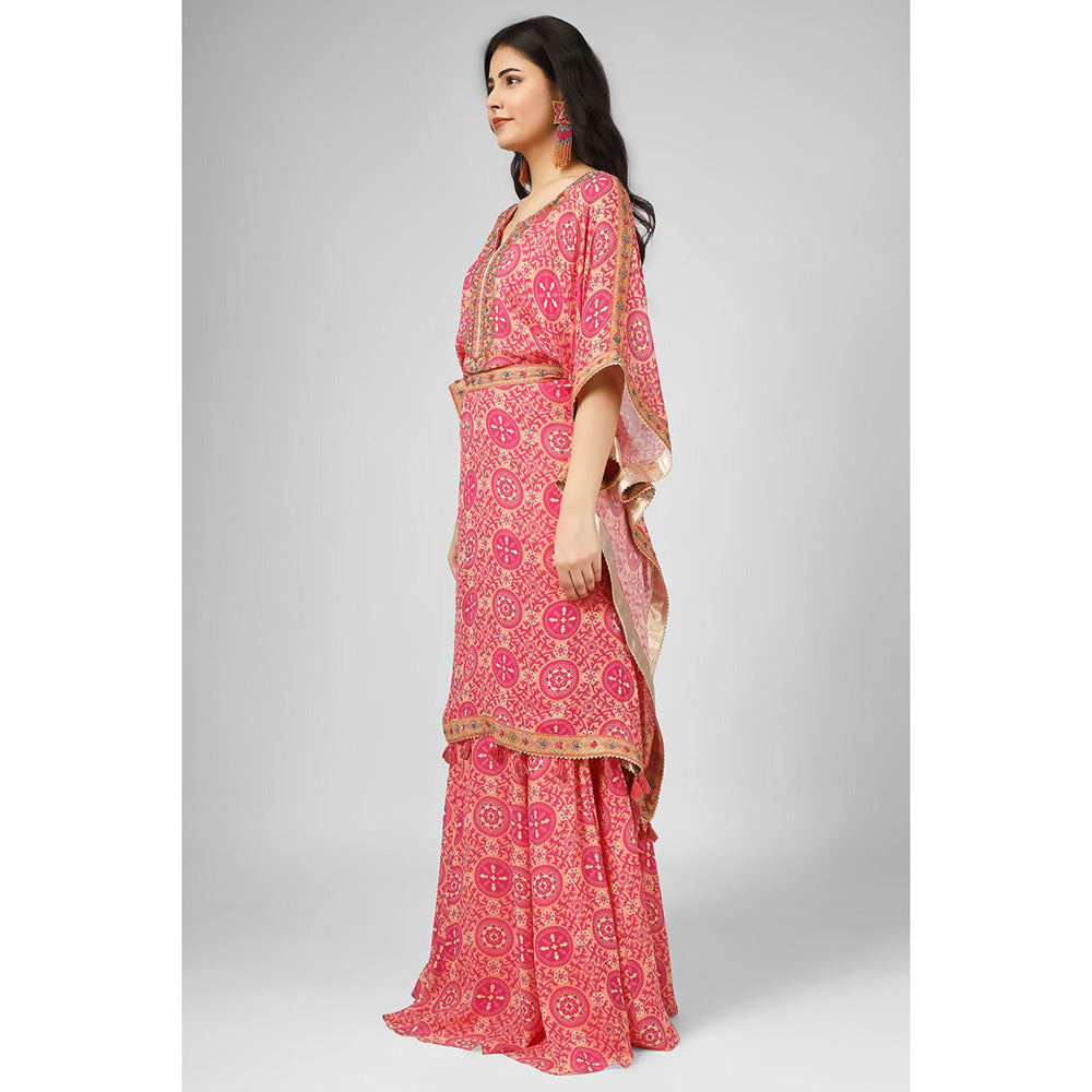 House of Supriya Printed Silk Georgette Red Co-Ord (Set of 2)