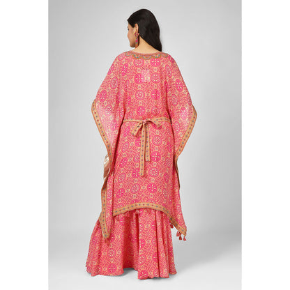 House of Supriya Printed Silk Georgette Red Co-Ord (Set of 2)