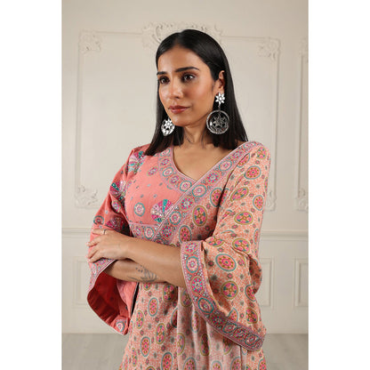 House of Supriya Silk Georgette Peach Lehenga & Stitched Blouse with Dupatta (Set of 3)