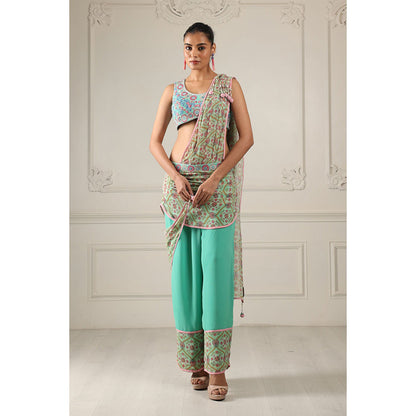 House of Supriya Silk Georgette Multi Color Saree & Dupatta with Stitched Blouse