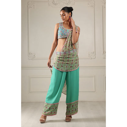 House of Supriya Silk Georgette Multi Color Saree & Dupatta with Stitched Blouse