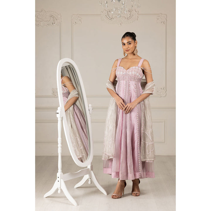 House of Supriya Lavender Embroidered Stylised Anarkali Kurta & Pant with Dupatta (Set of 3)