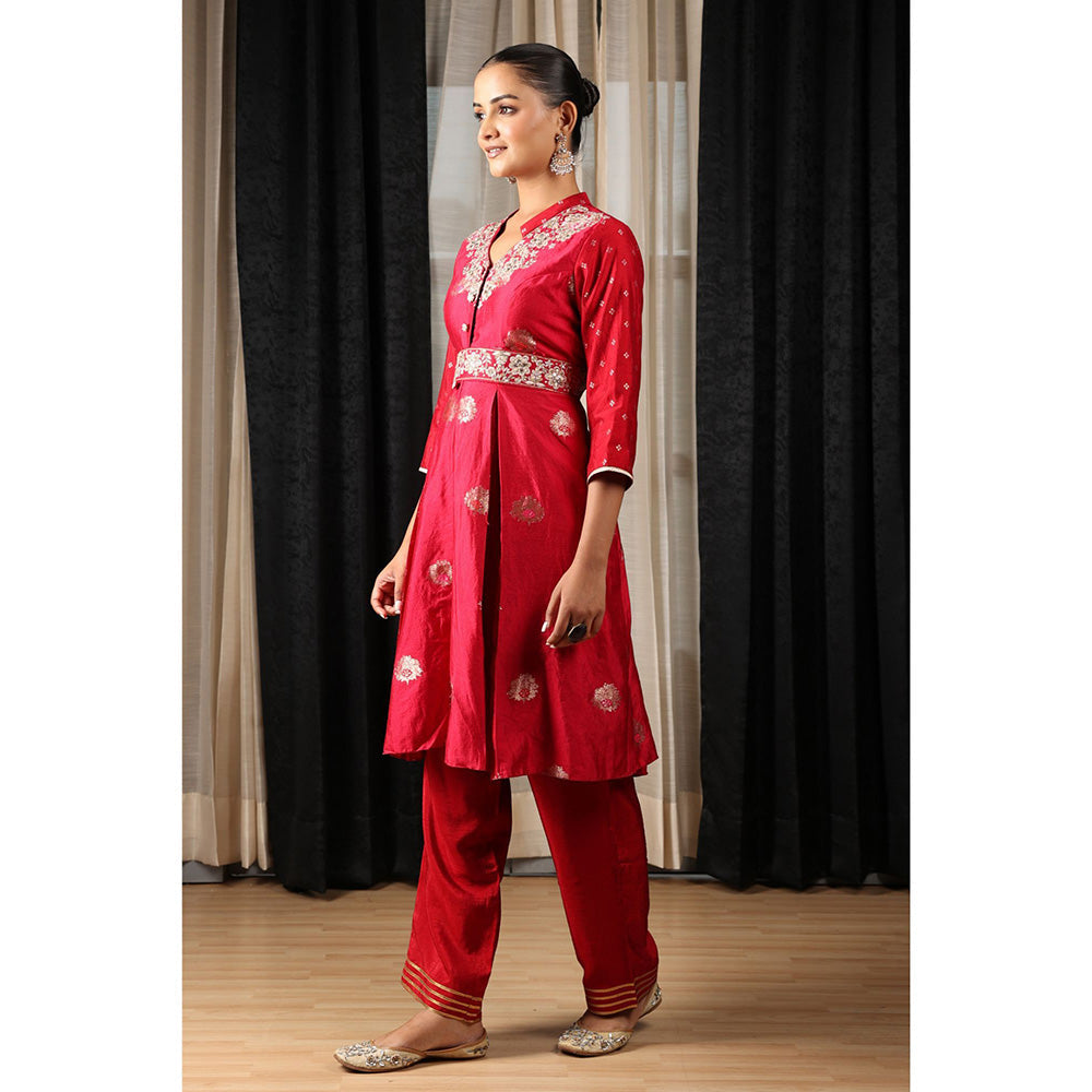 House of Supriya Red Embroidered Co-Ord (Set of 2)