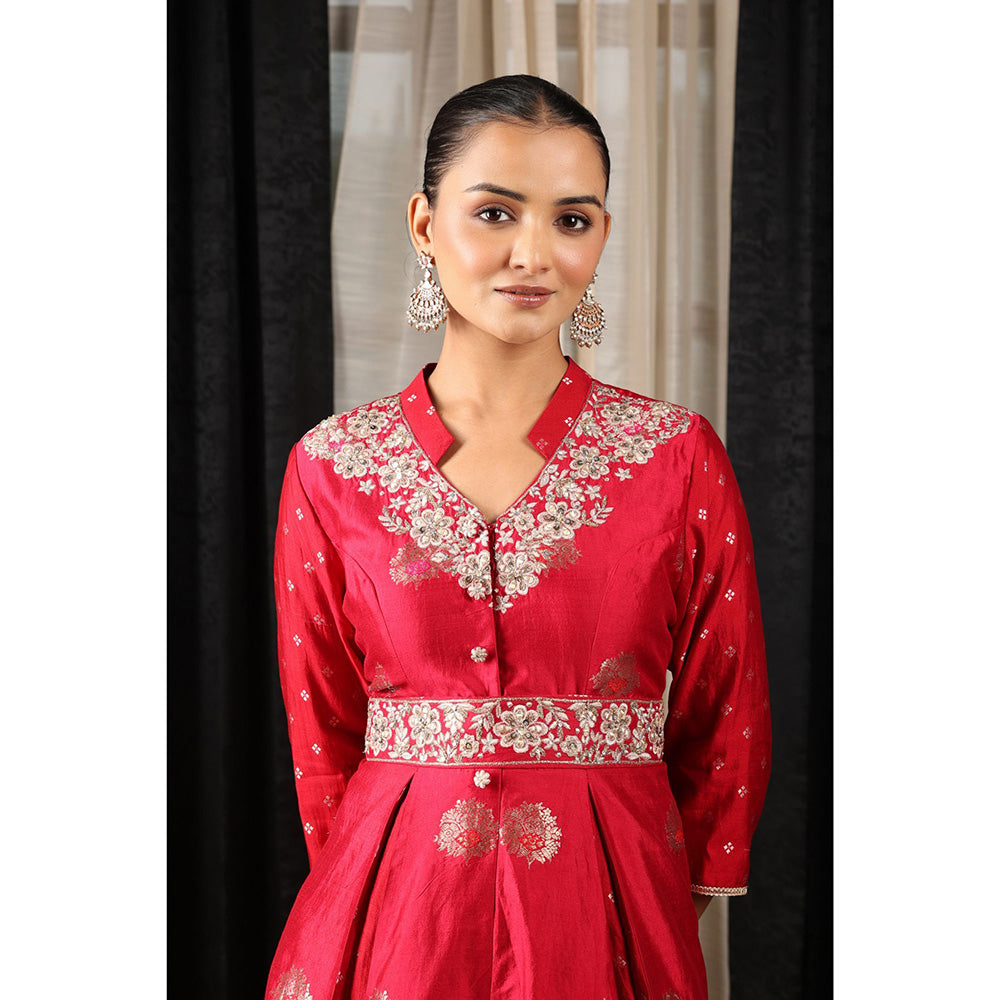 House of Supriya Red Embroidered Co-Ord (Set of 2)