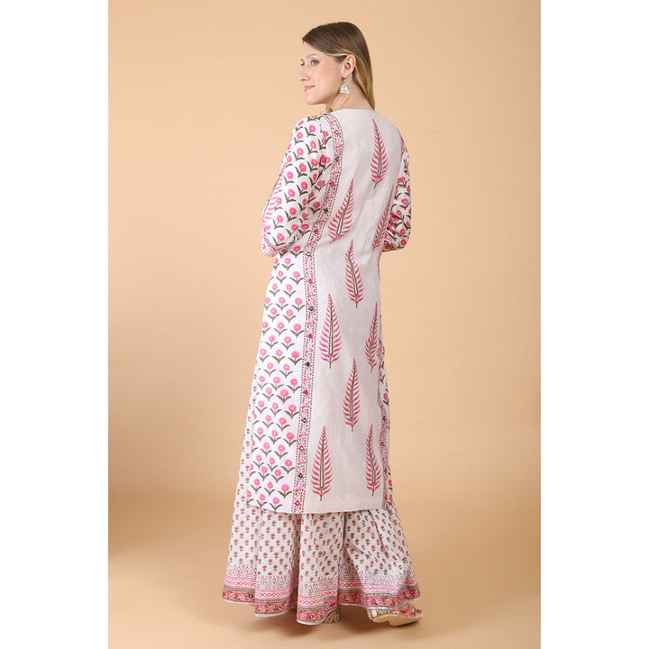 House of Supriya Pink Print With Embroidered Kurta With Palazzo And Dupatta (Set of 3)