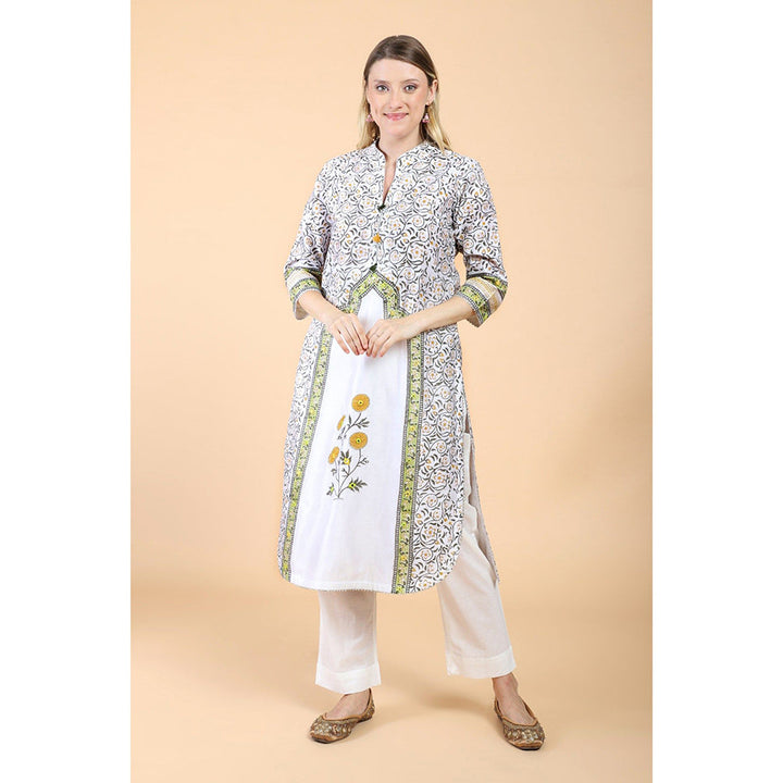 House of Supriya White Print And Embroidered Kurta With Pant And Dupatta (Set of 3)