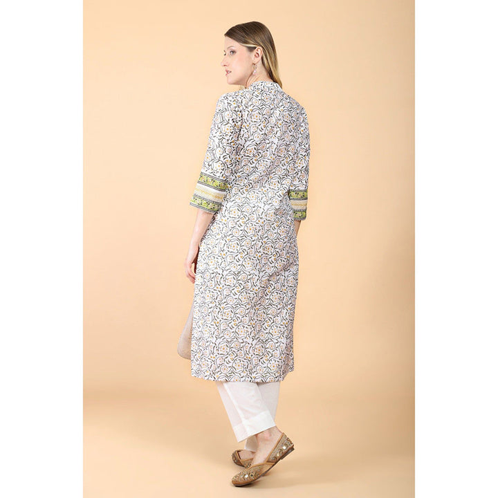 House of Supriya White Print And Embroidered Kurta With Pant And Dupatta (Set of 3)