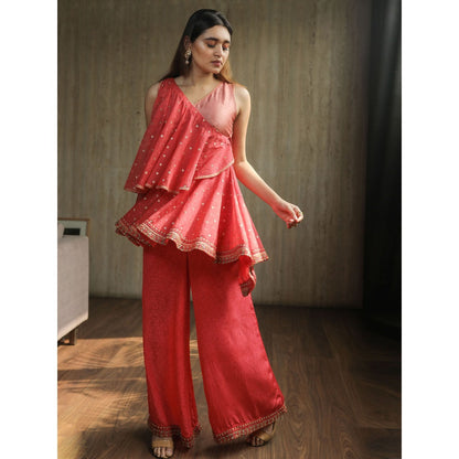 House of Kosh Blush Pink Two Tiered Kurti and Palazzo (Set of 2)