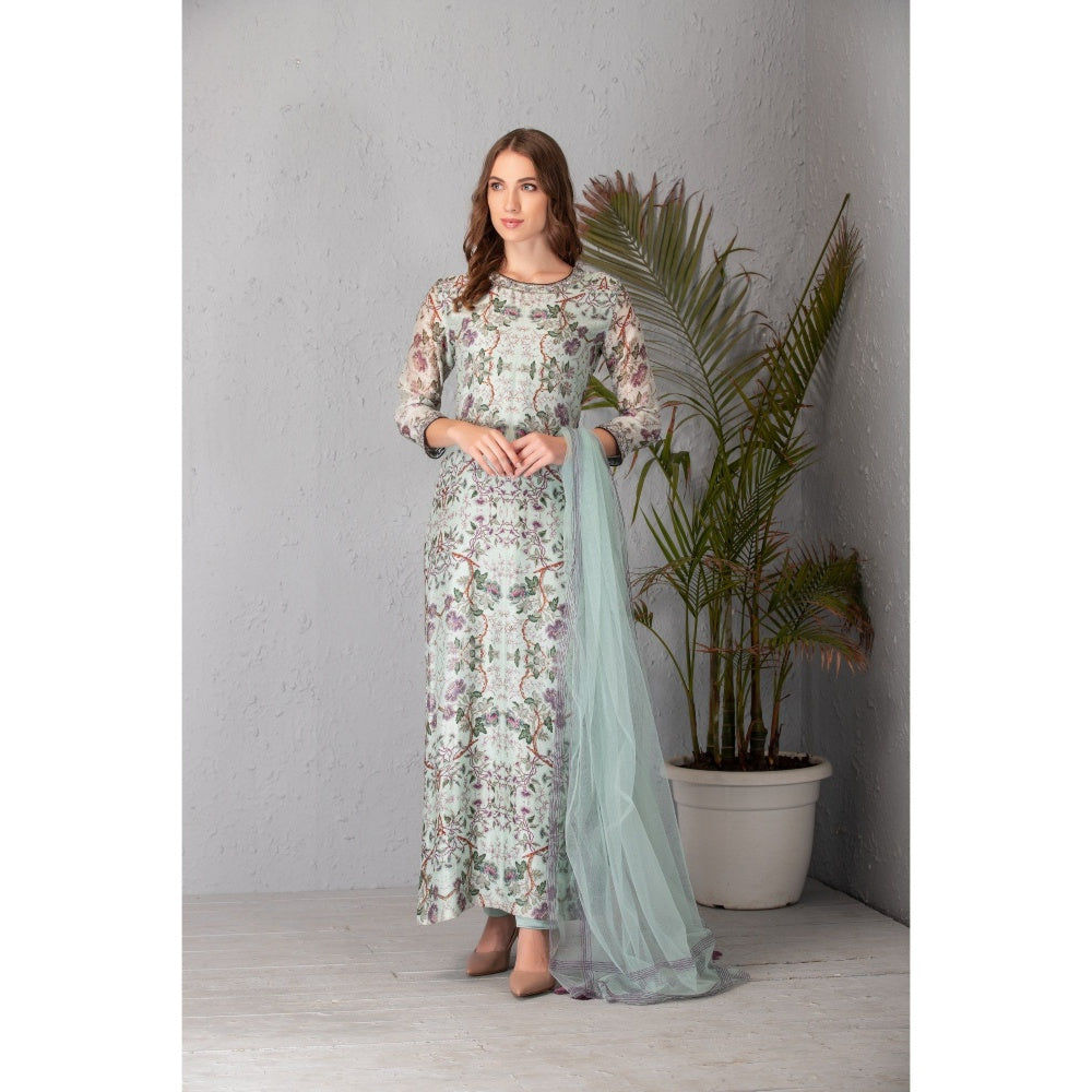House of Tushaom Blue Kurta with Pant and Dupatta (Set of 3)