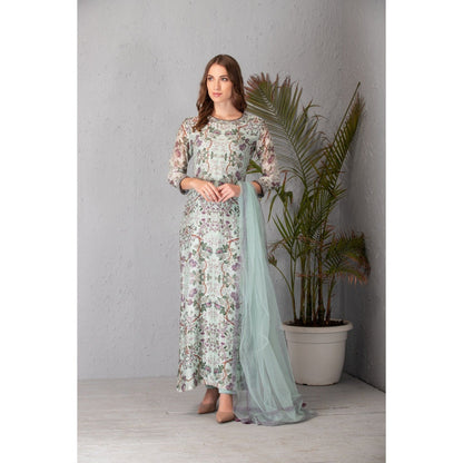 House of Tushaom Blue Kurta with Pant and Dupatta (Set of 3)