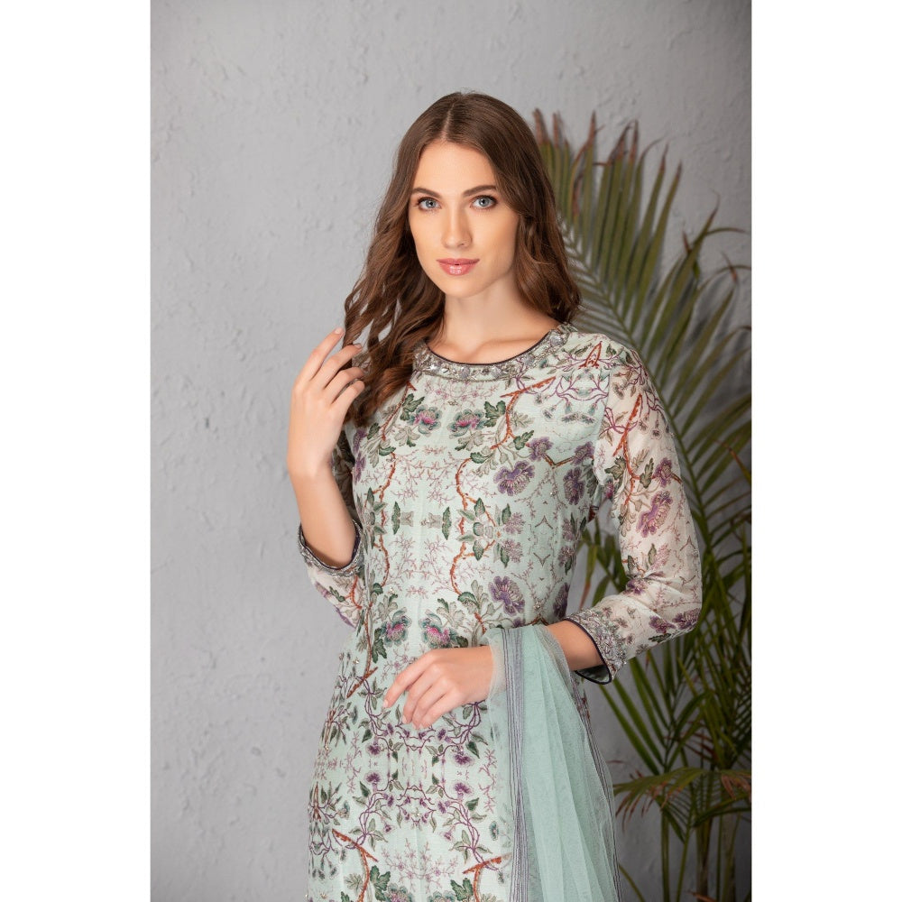 House of Tushaom Blue Kurta with Pant and Dupatta (Set of 3)