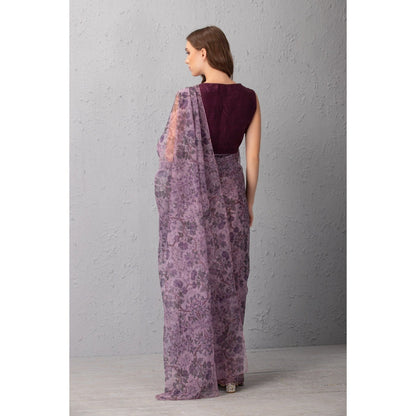 House of Tushaom Mauve Saree with Stitched Blouse