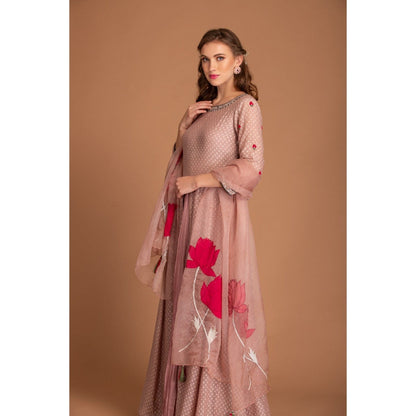 House of Tushaom Mauve Anarkali with Dupatta (Set of 2)