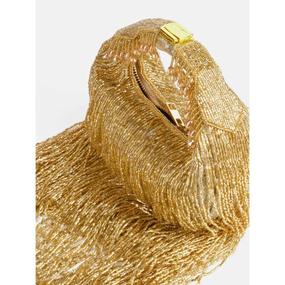 House Of Kosha Bailey Gold Georgette Handcrafted Hand Bag