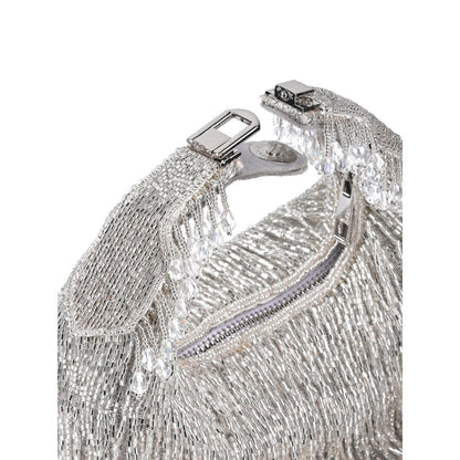 House Of Kosha Bailey Silver Georgette Handcrafted Hand Bag
