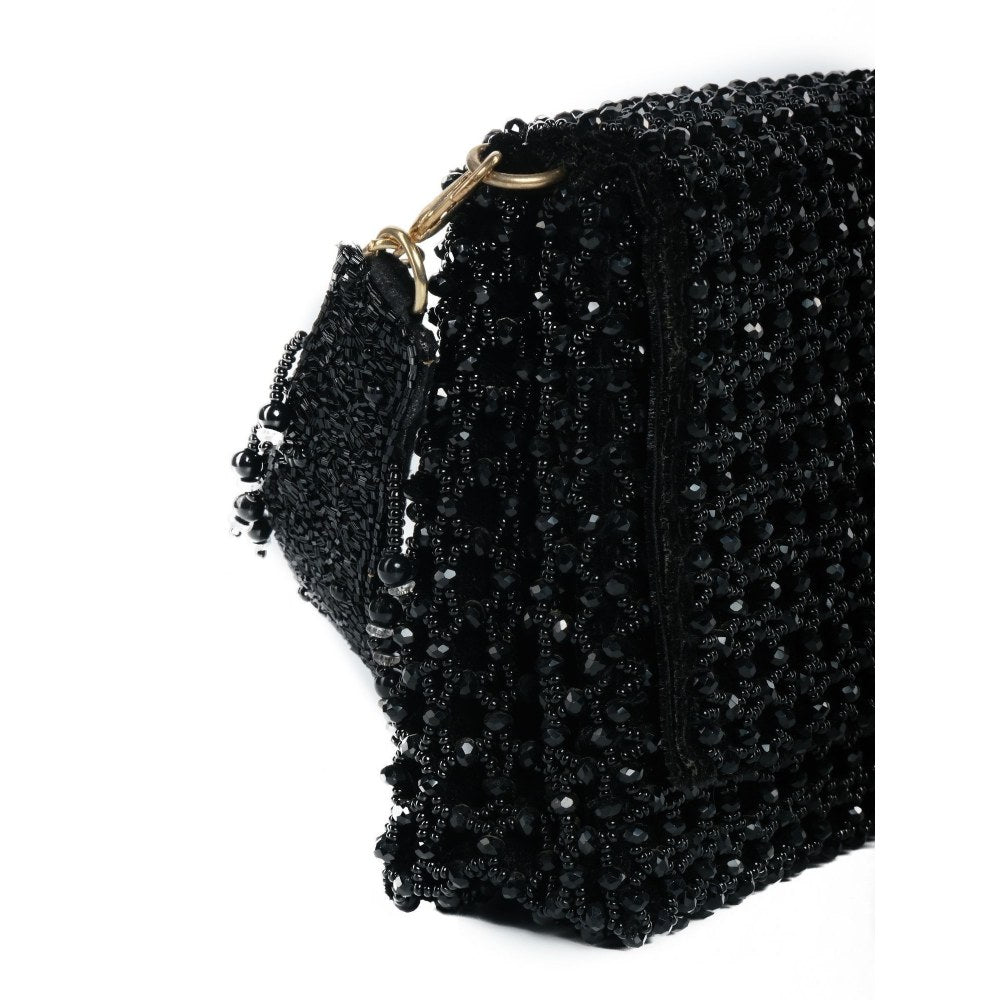 House Of Kosha Cathy Black Suede Handcrafted Clutch