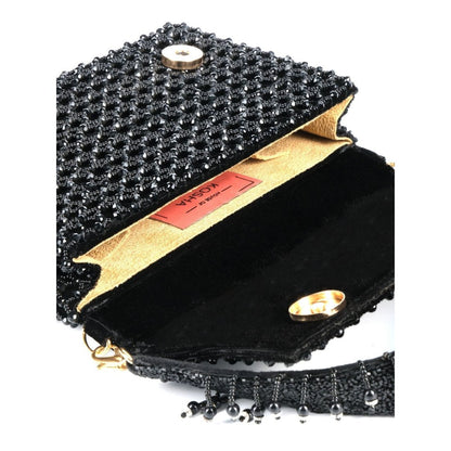 House Of Kosha Cathy Black Suede Handcrafted Clutch