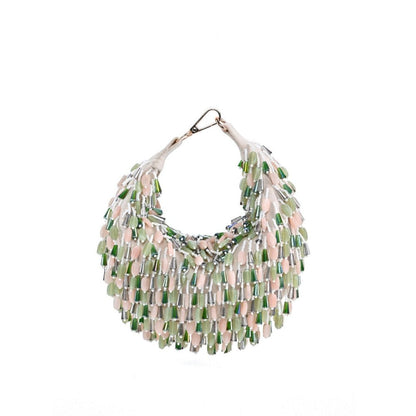 House Of Kosha Elly Off White Suede Embellished Hobo Bag