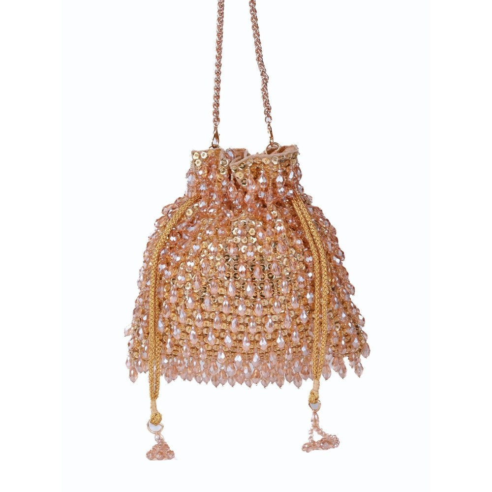 House Of Kosha Haya Gold Embellished Crystal Potli Bag