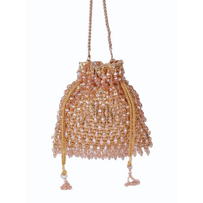 House Of Kosha Haya Gold Embellished Crystal Potli Bag