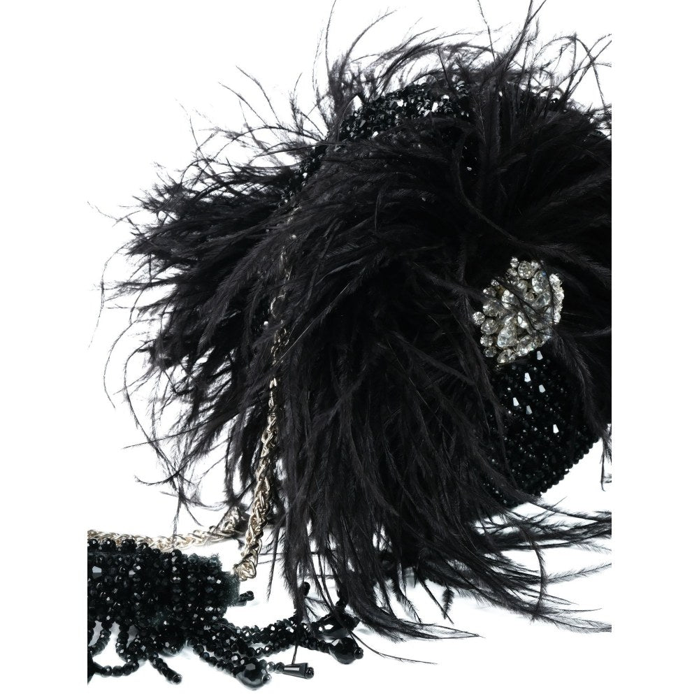 House Of Kosha Kiraz Black Suede Embellished Clutch