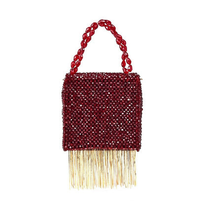 House Of Kosha Natali Maroon Embellished with Gold Chain Mini Handbag