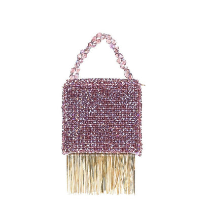 House Of Kosha Natali Purple Embellished with Gold Chain Mini Handbag
