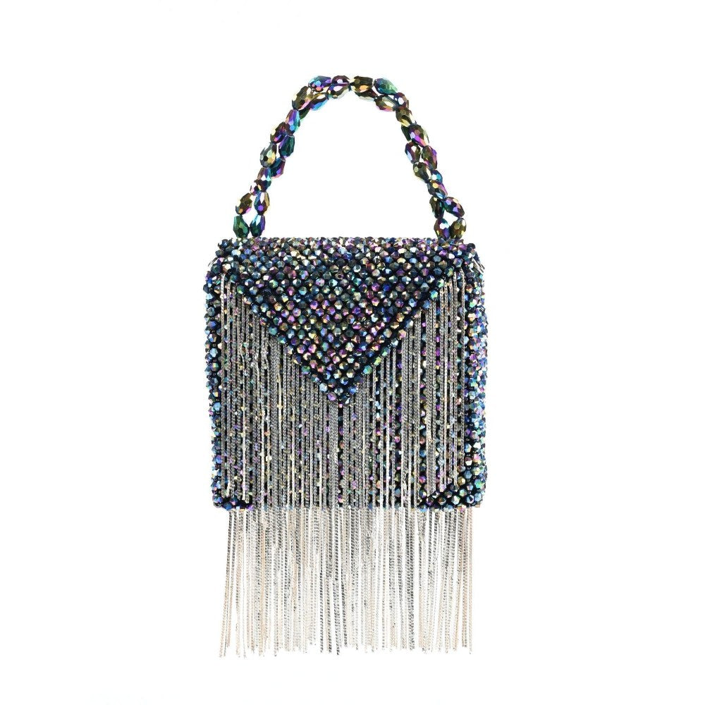 House Of Kosha Natali Multi Embellished with Silver Chain Mini Handbag