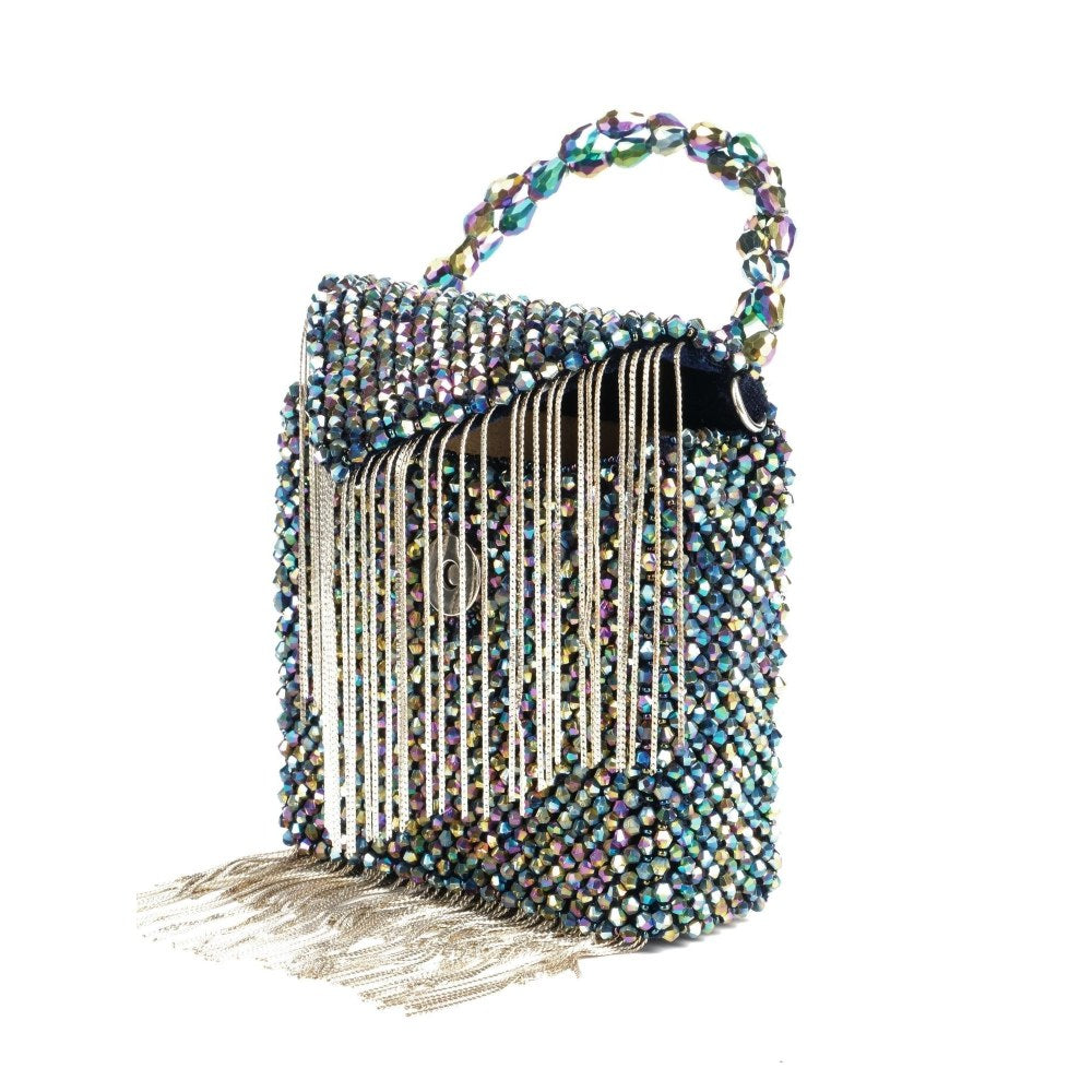 House Of Kosha Natali Multi Embellished with Silver Chain Mini Handbag