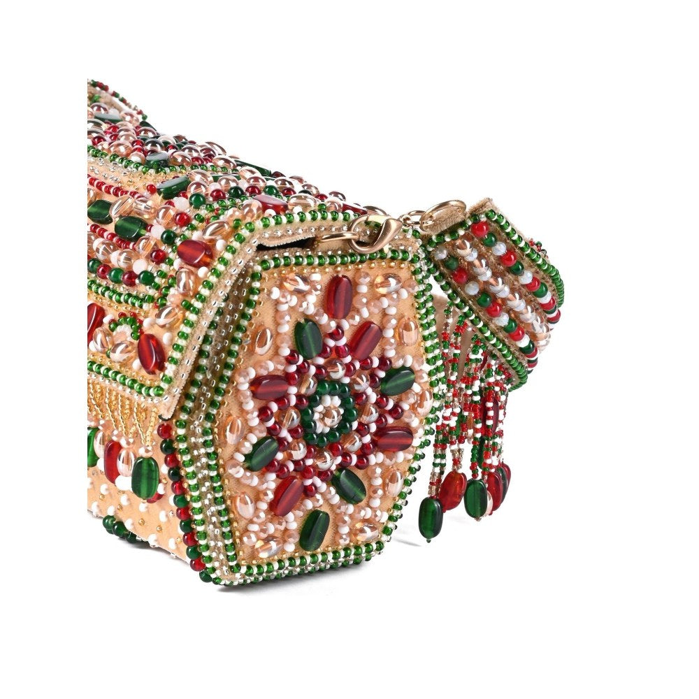House Of Kosha Noor Multi-Colour Suede Embellished Hand Bag