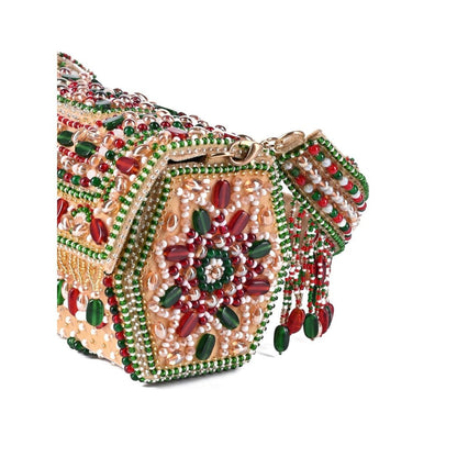 House Of Kosha Noor Multi-Colour Suede Embellished Hand Bag