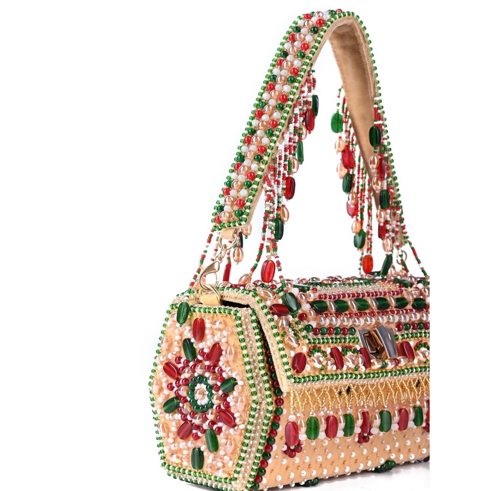 House Of Kosha Noor Multi-Colour Suede Embellished Hand Bag