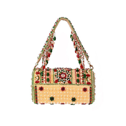 House Of Kosha Noor Multi-Colour Suede Embellished Hand Bag