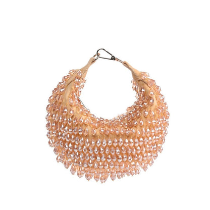 House Of Kosha Ophelia Gold Suede Embellished Hobo Bag