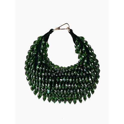 House Of Kosha Ophelia Green Suede Embellished Hobo Bag